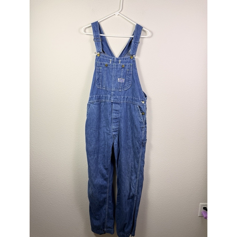 Vintage Big Smith Bib Overalls Mens " Blue Denim Made in USA Workwear 90s